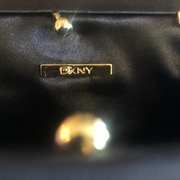 DKNY cocktail bag/clutch formal black satin - Picture 8 of 10